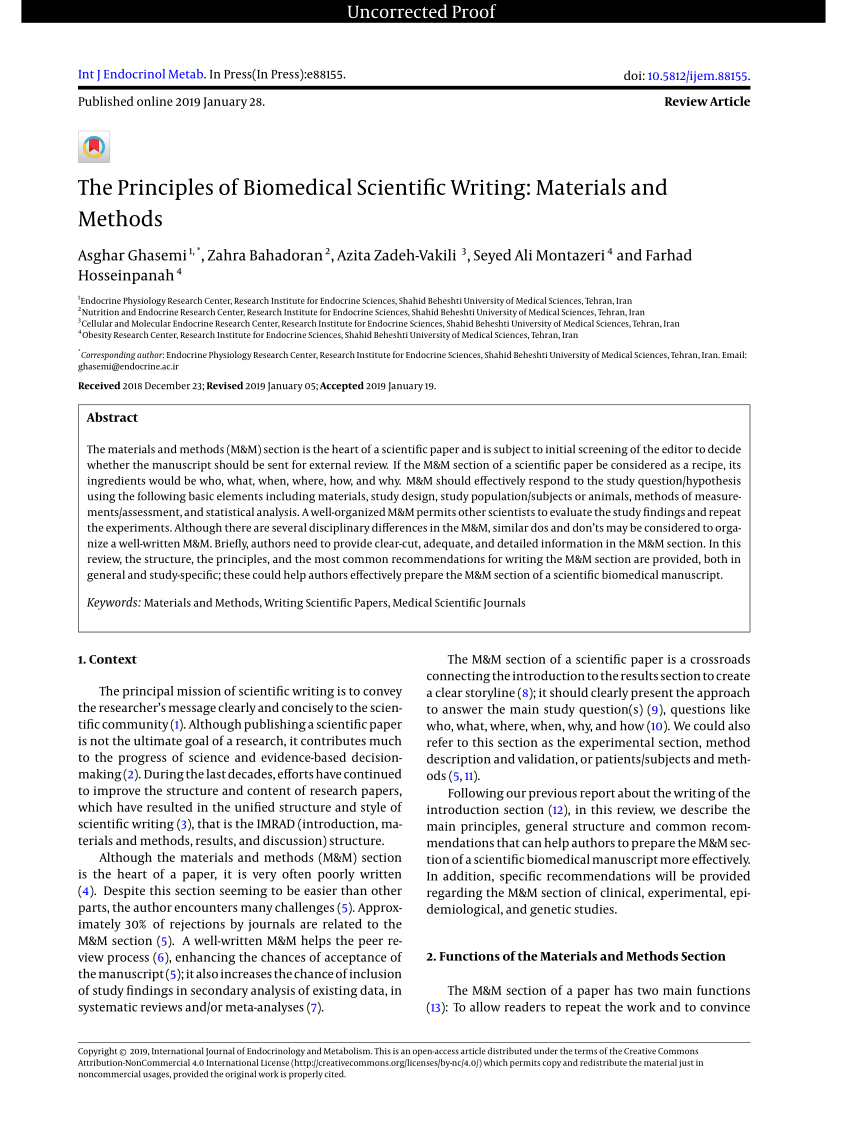PDF) The Principles of Biomedical Scientific Writing: Materials