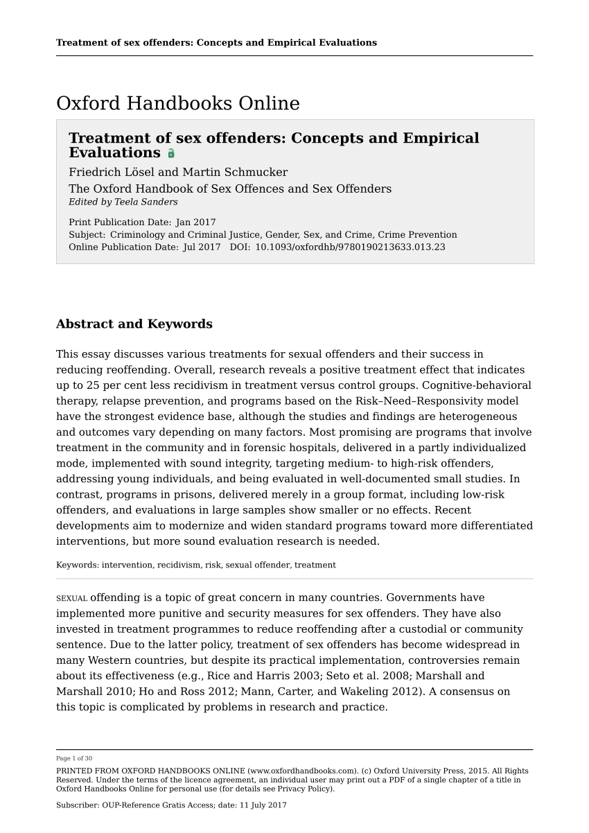 PDF Treatment of sex offenders Concepts and empirical evaluations