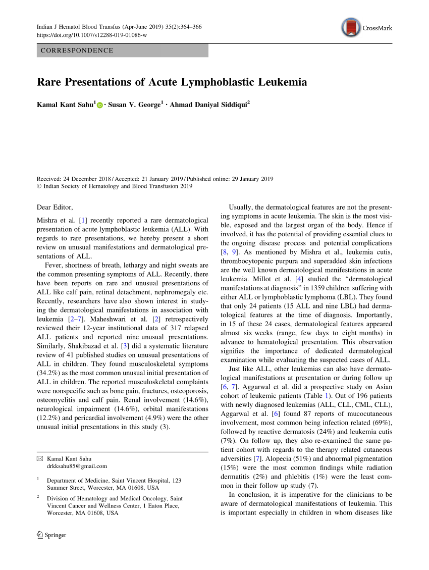 acute lymphoblastic leukemia research paper