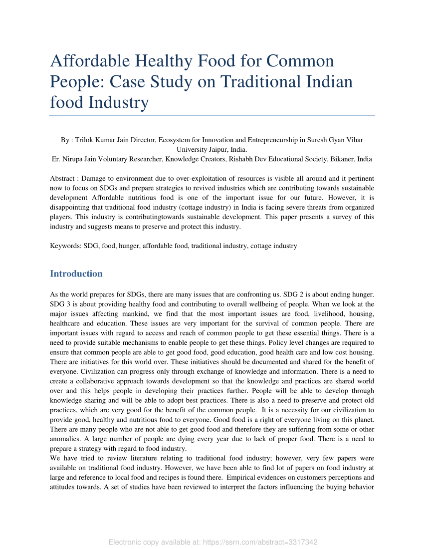 case study on food industry in india