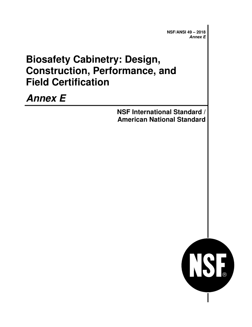 Pdf Nsf International Nsf 49 2018 Annex E Biosafety Cabinet