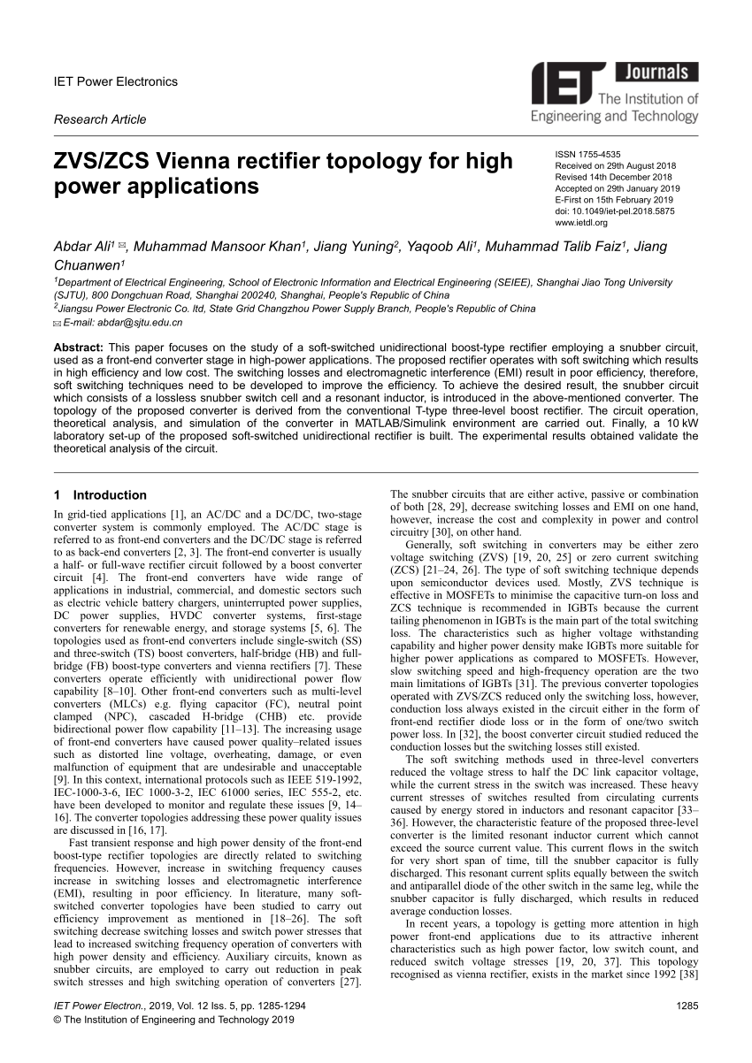 (PDF) ZVS/ZCS Vienna rectifier topology for high power applications