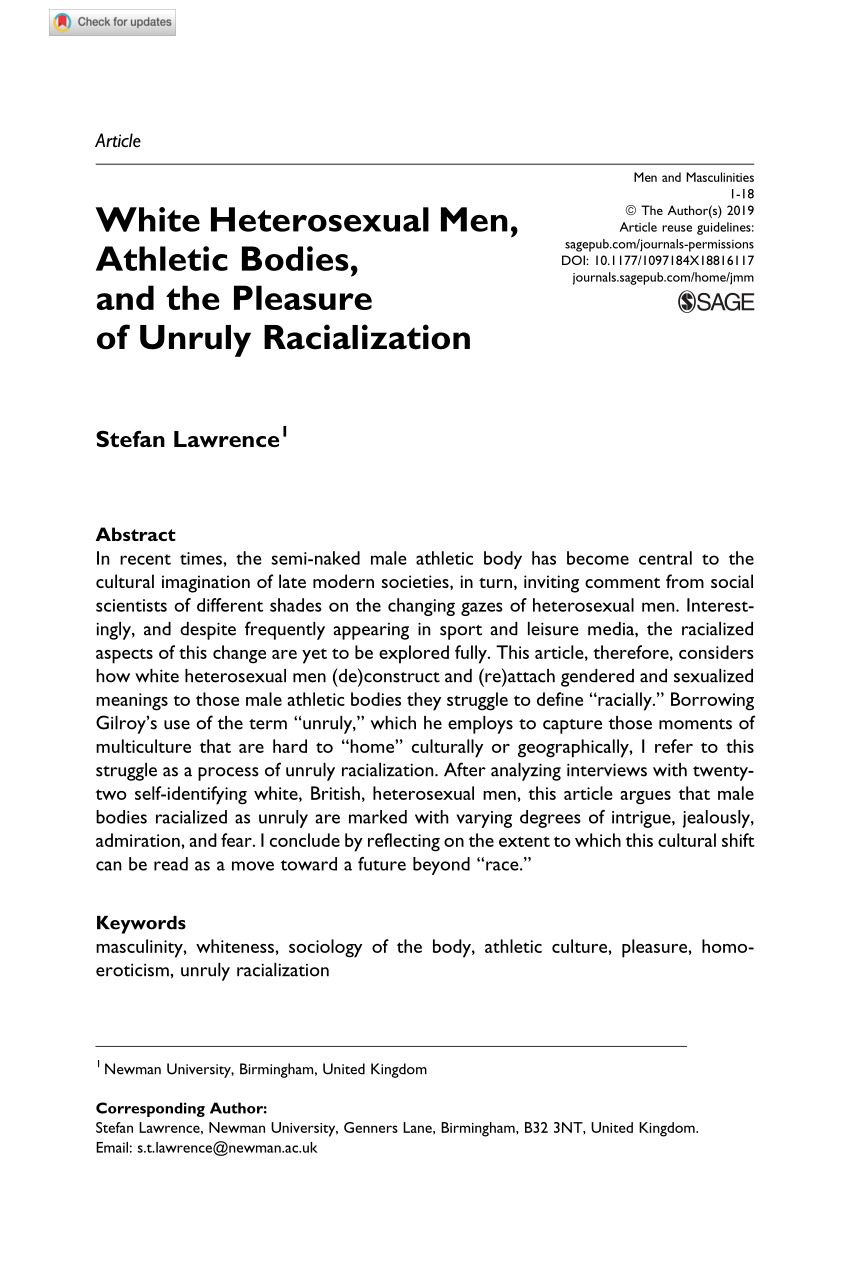 PDF) White Heterosexual Men, Athletic Bodies, and the Pleasure of Unruly Racialization