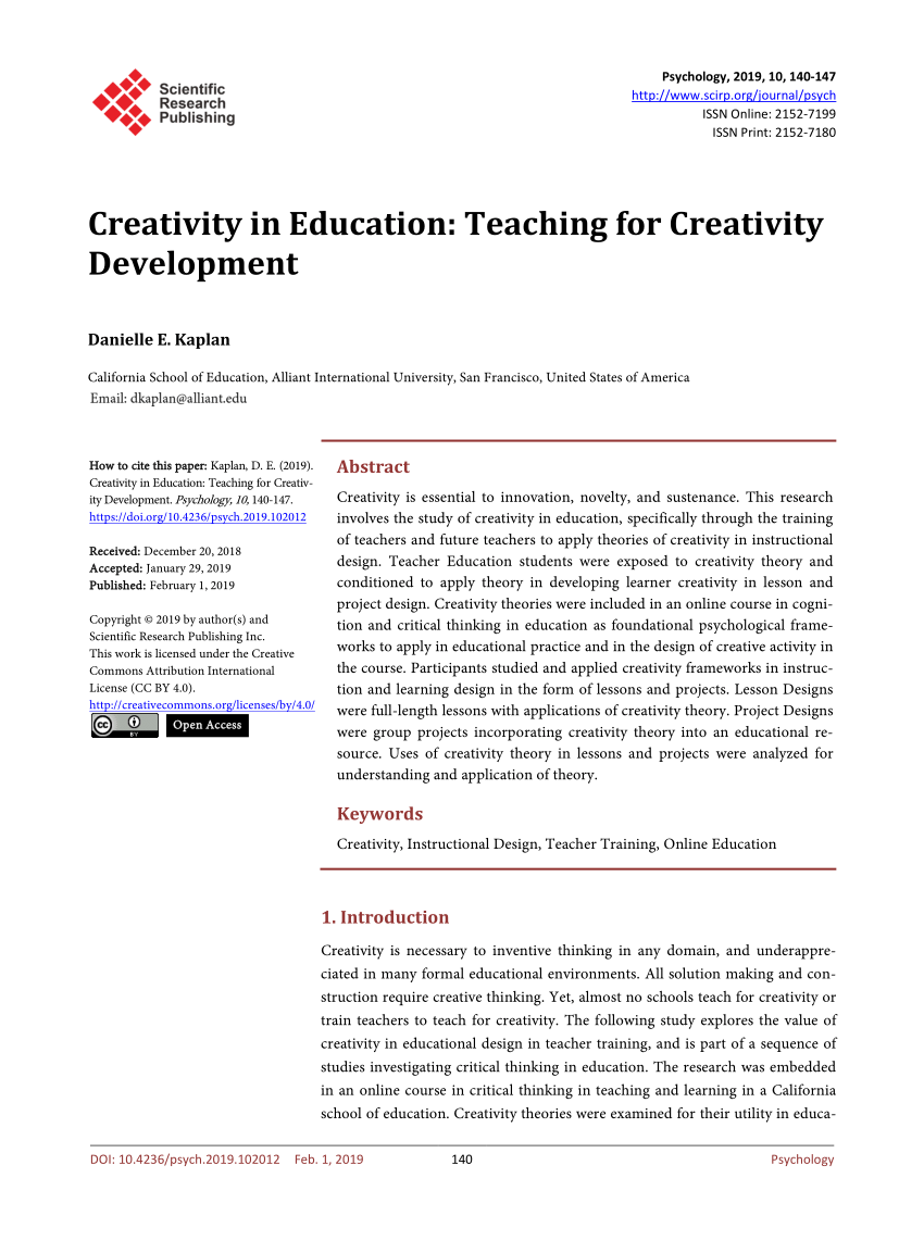 creativity in education pdf
