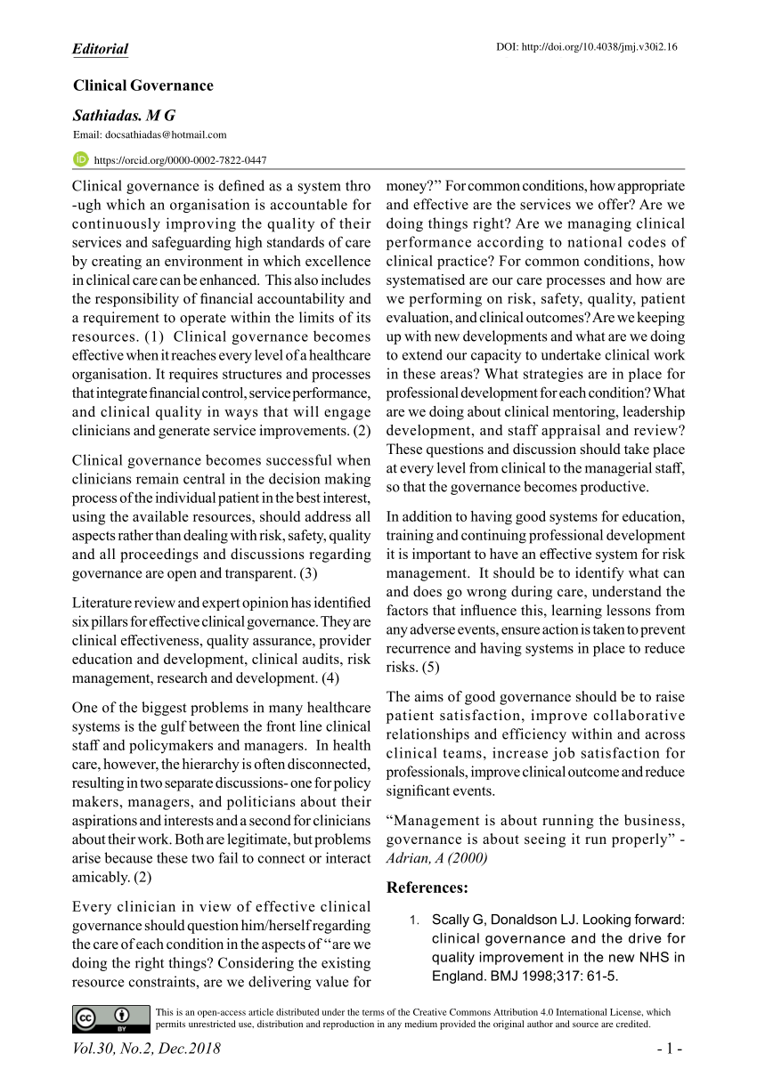 clinical governance essay