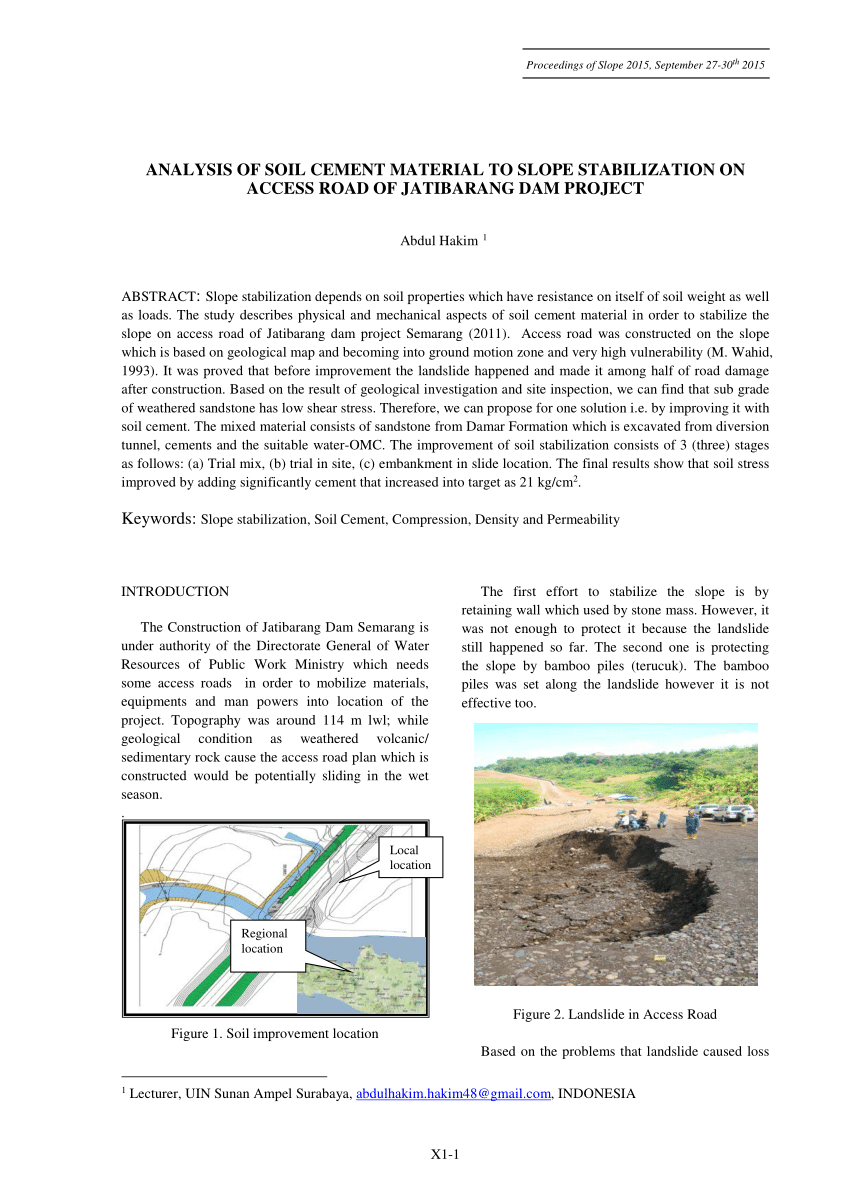 (PDF) ANALYSIS OF SOIL CEMENT MATERIAL TO SLOPE STABILIZATION ON ACCESS