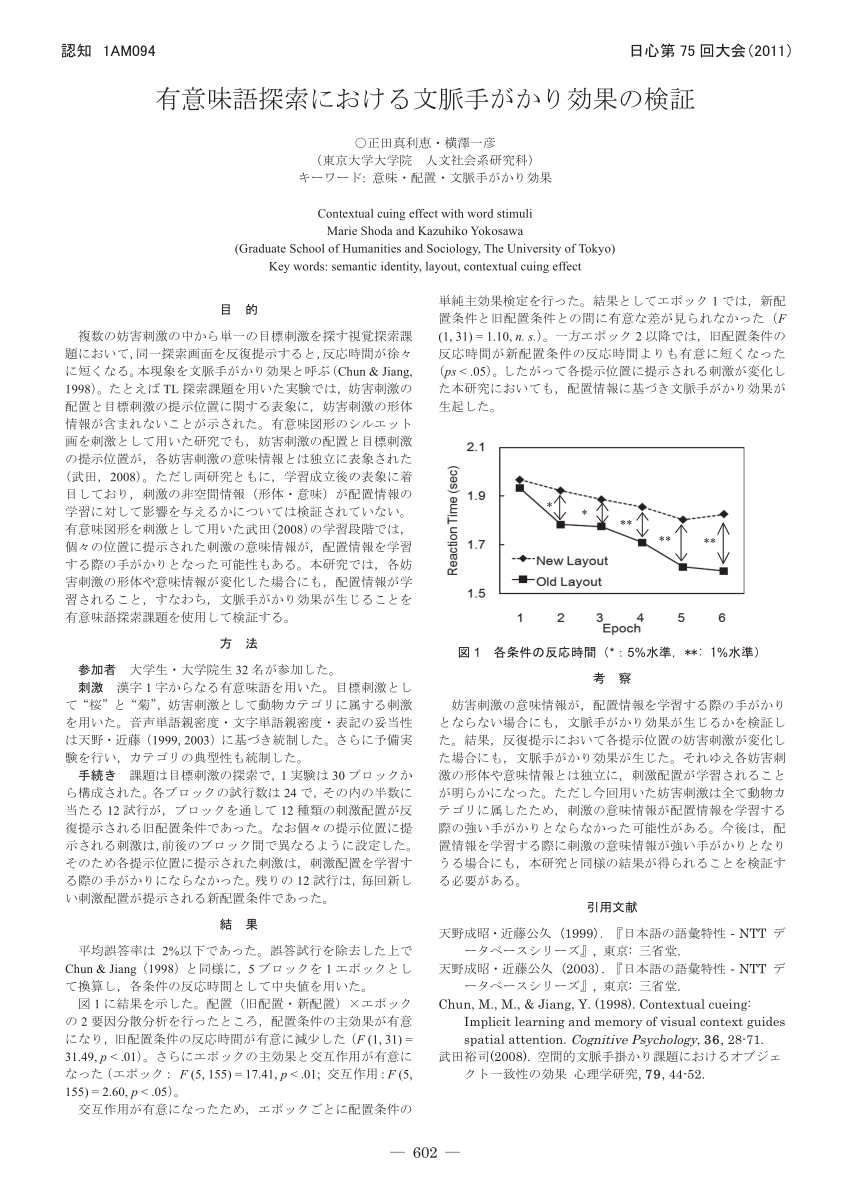 Pdf Contextual Cuing Effect With Word Stimuli