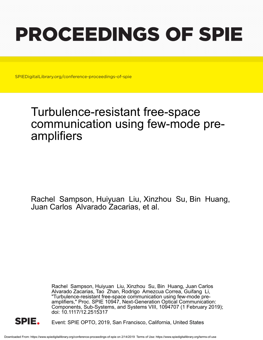 (PDF) Turbulence-resistant free-space communication using few-mode pre ...