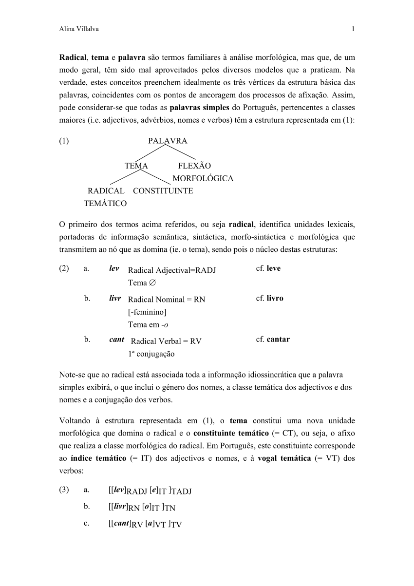 PDF) Estruturas Morfológicas. Unidades e Hierarquias nas Palavras