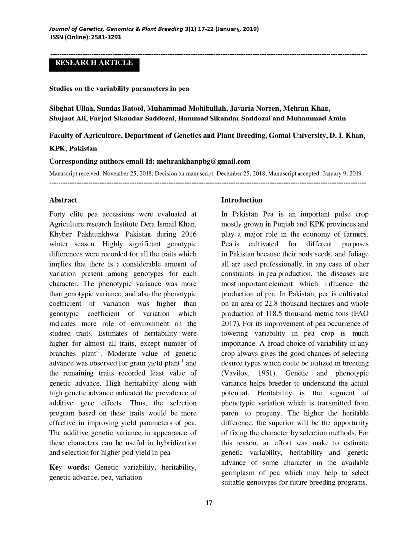 field pea research paper