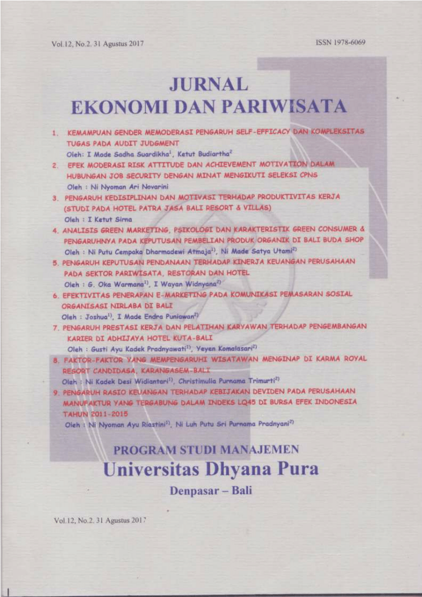 Pdf Pengaruh Keputusan Pendanaan Terhadap Kinerja Keuangan Pada Perusahaan Sektor Pariwisata 5144