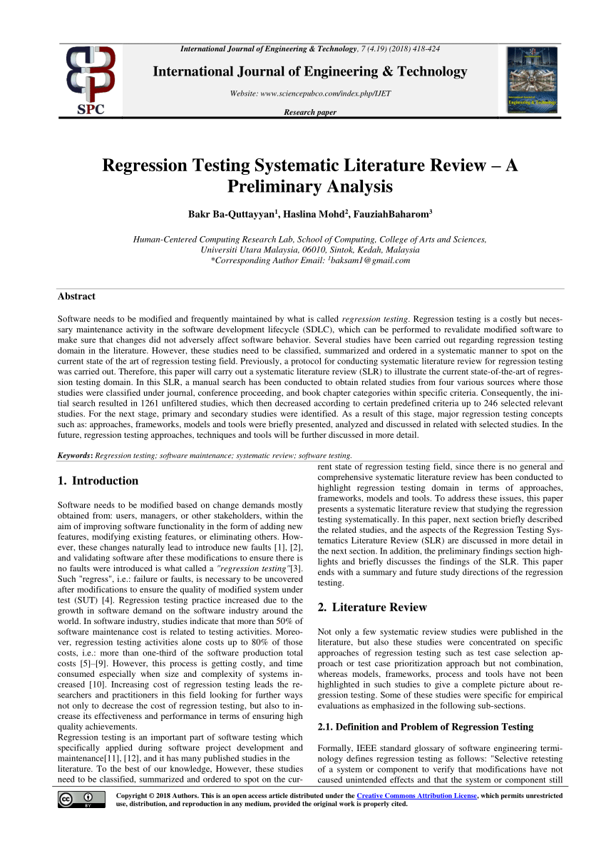 regression analysis literature review