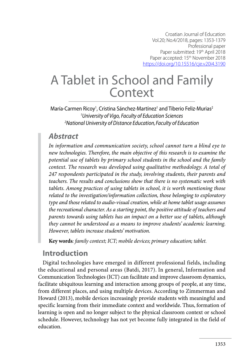 Paradoks Umeki željezo  PDF) The Tablet in School and Family Contexts/ Tablet u školskom i  obiteljskom okruženju