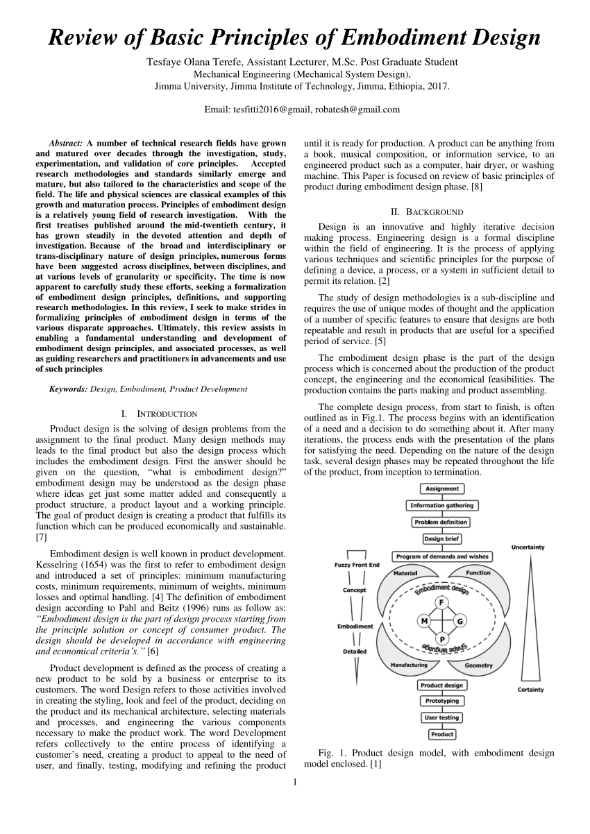 (PDF) Review on basic principles of embodiment design