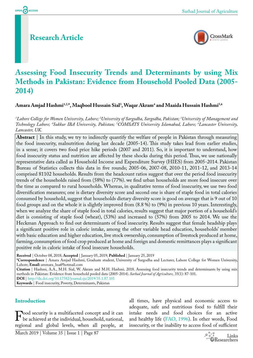 research paper about food security