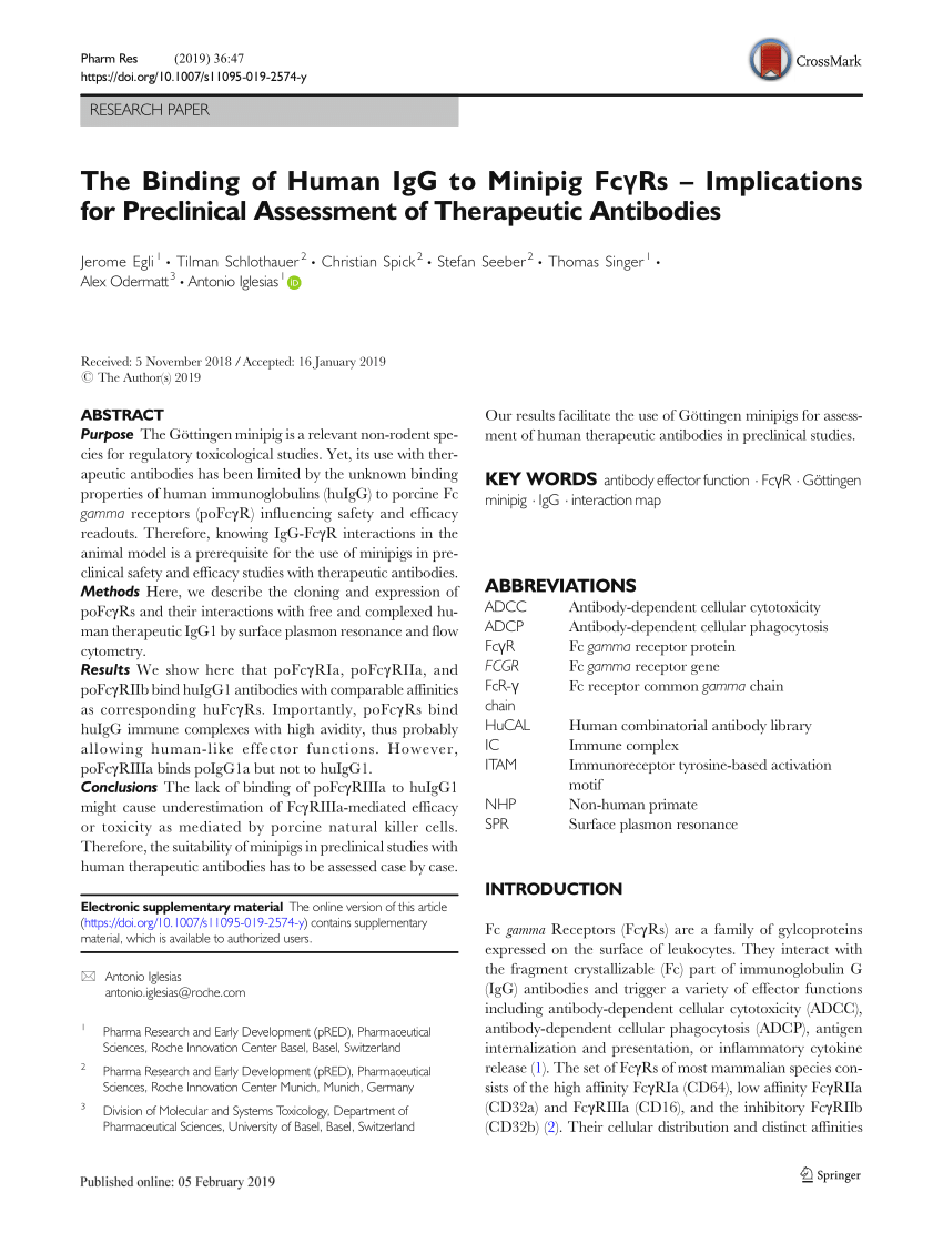 PDF) Fc-Mediated Functions of Porcine IgG Subclasses