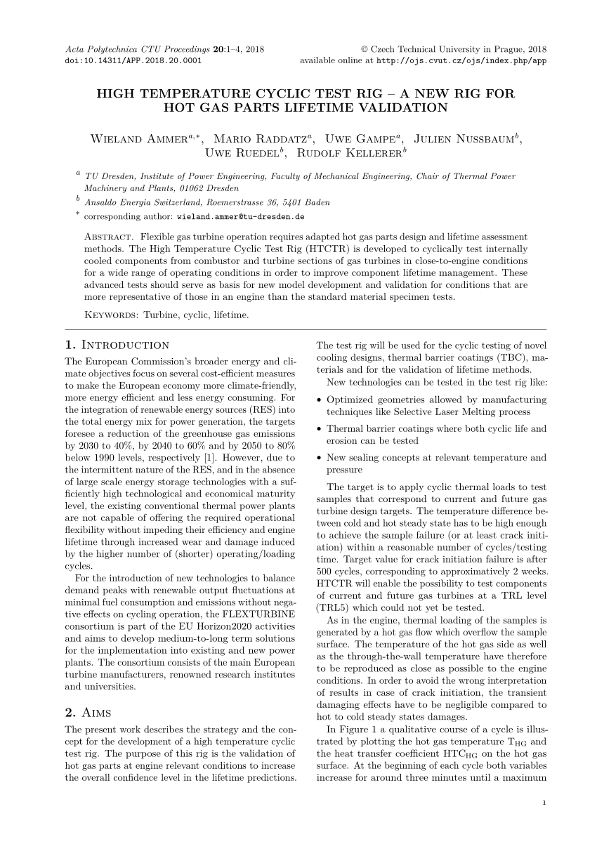 Pdf High Temperature Cyclic Test Rig A New Rig For Hot Gas