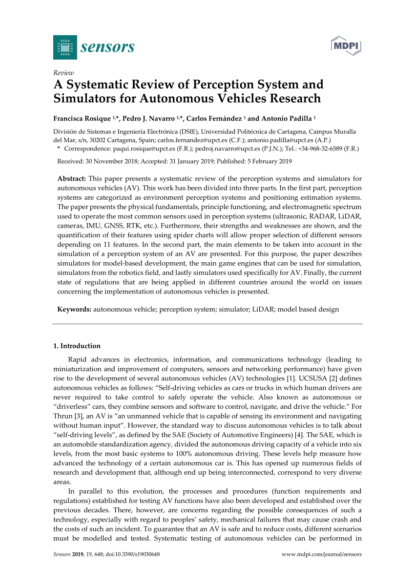 Pdf A Systematic Review Of Perception System And Simulators For Autonomous Vehicles Research - game statistics roblox body 2 purposegames