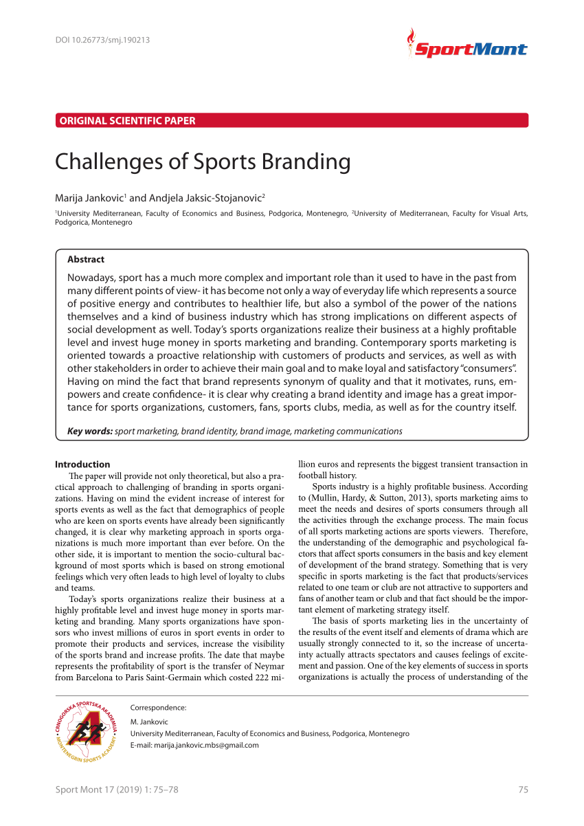 Branding in the Sports Industry: Exploring the specific challenges