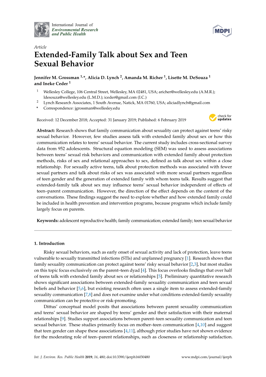 PDF) Extended-Family Talk about Sex and Teen Sexual Behavior