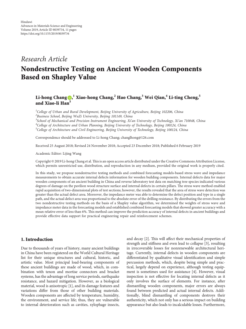 PDF) Nondestructive Testing on Ancient Wooden Components Based on 