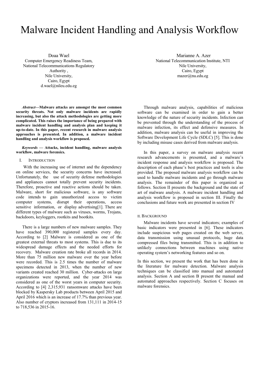 Pdf Malware Incident Handling And Analysis Workflow