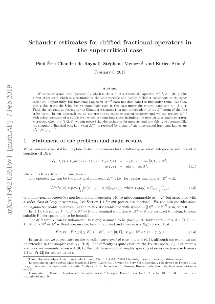 Pdf Schauder Estimates For Drifted Fractional Operators In The Supercritical Case