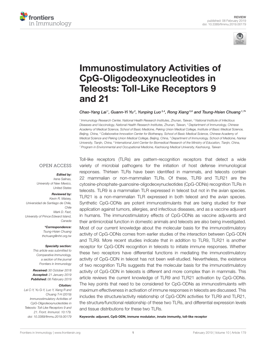 PDF) Immunostimulatory Activities of CpG-Oligodeoxynucleotides in 