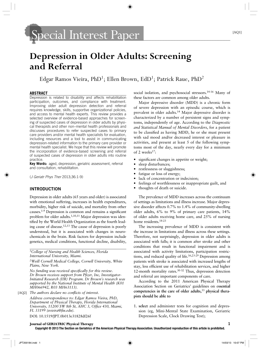 case study of depression in elderly