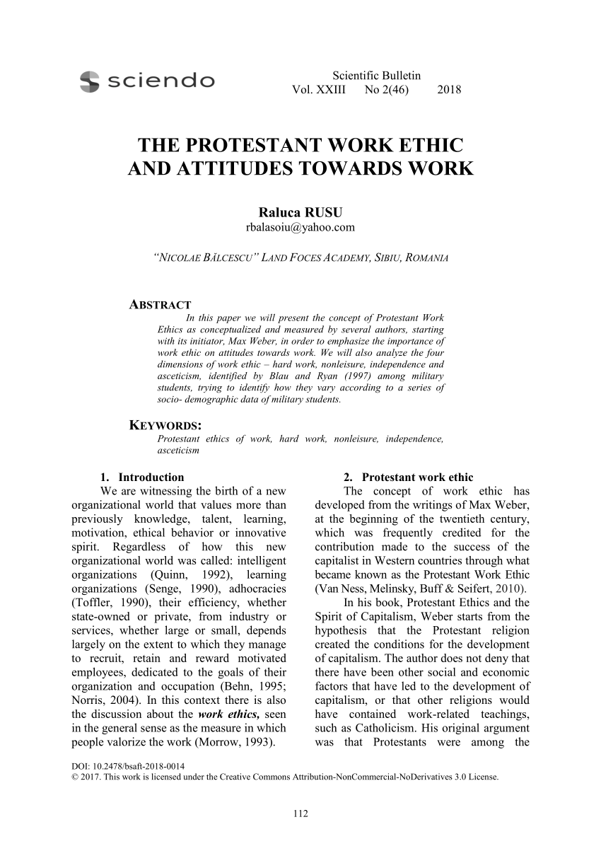 protestant work ethic thesis