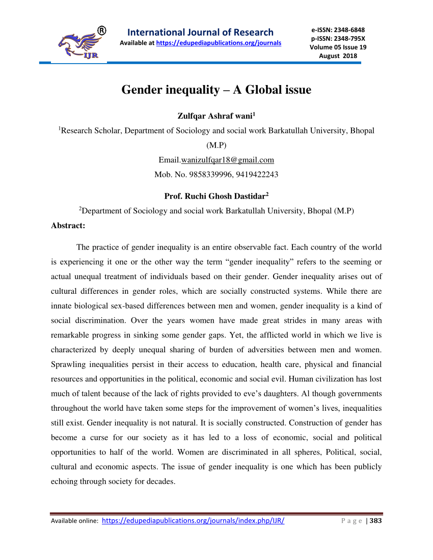 gender inequality topics for research paper