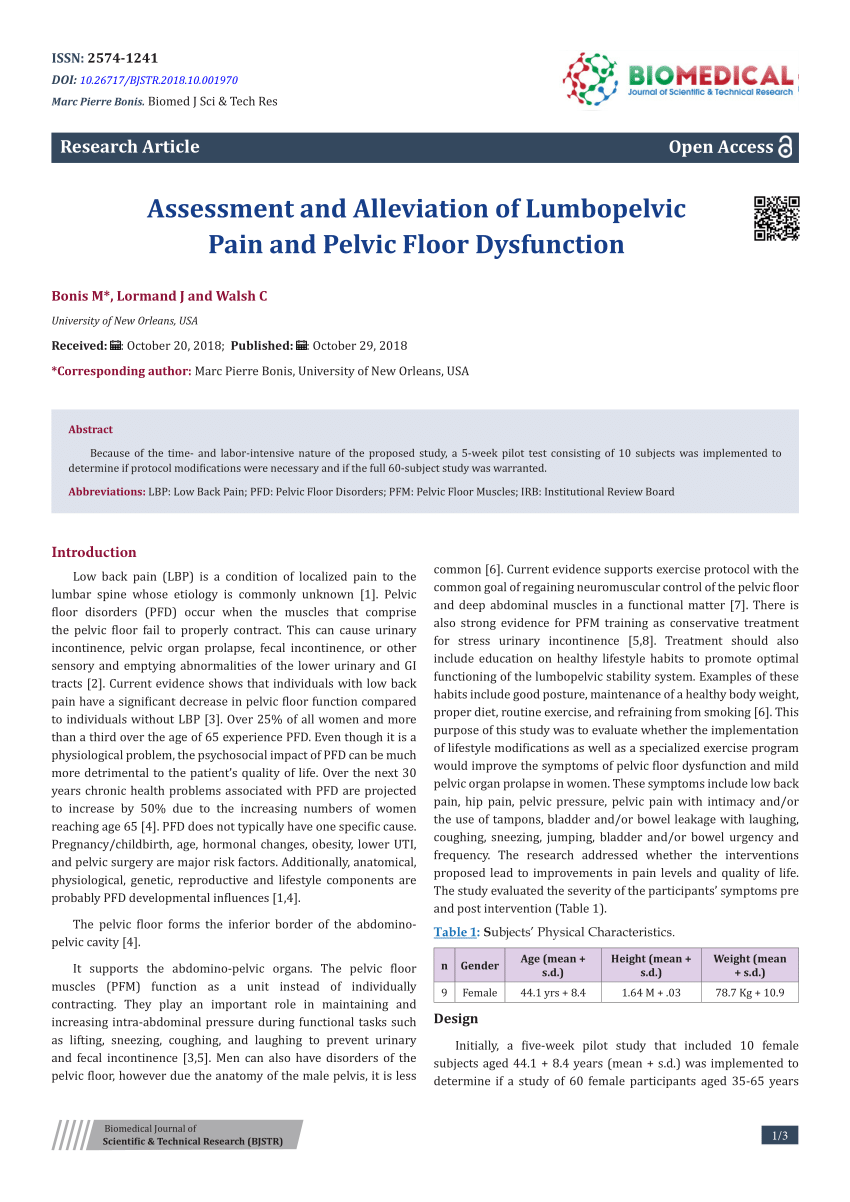 Pdf Assessment And Alleviation Of Lumbopelvic Pain And