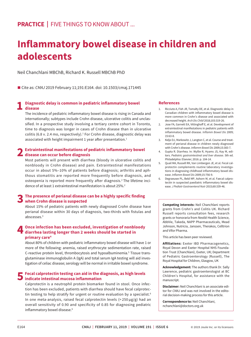 Pdf Inflammatory Bowel Disease In Children And Adolescents