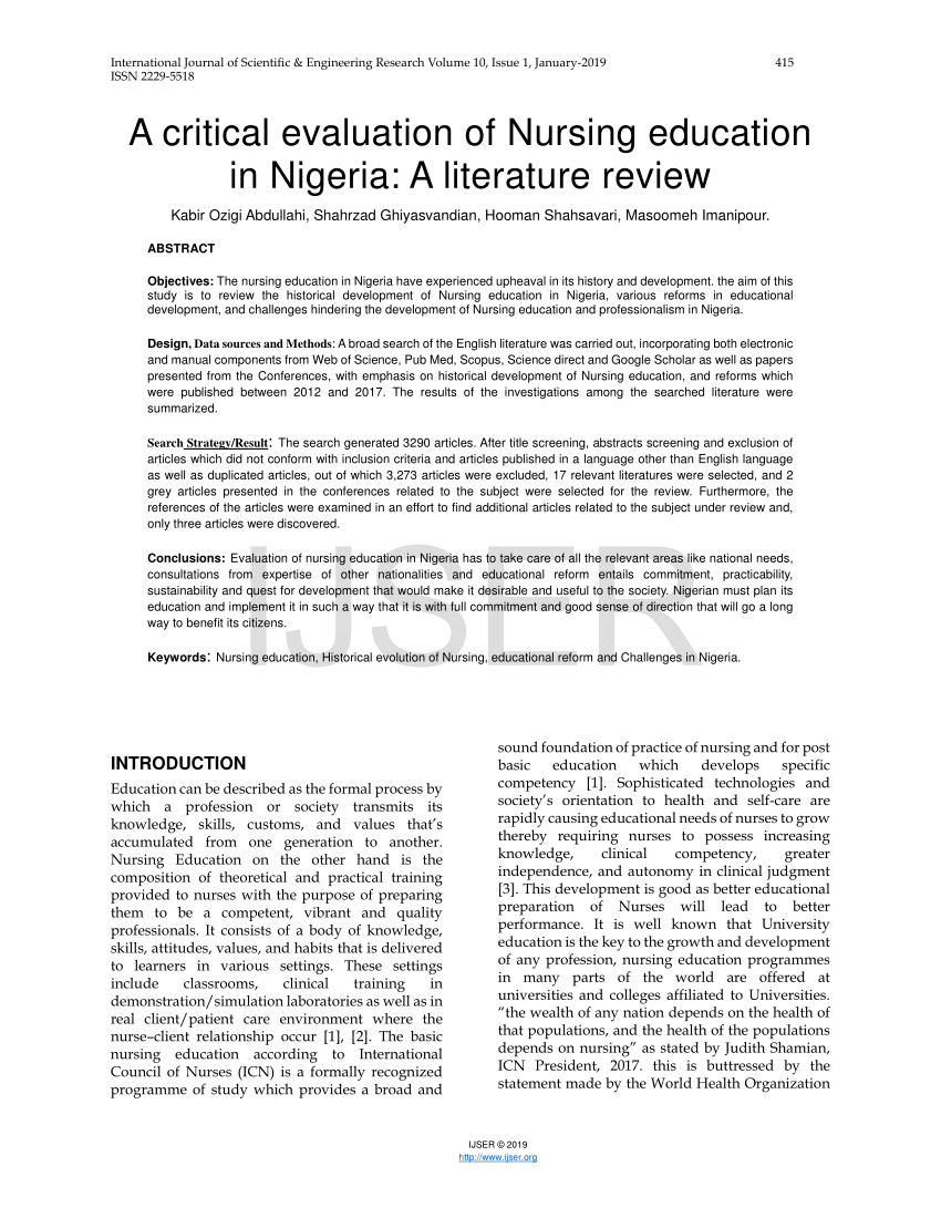 research topics for nursing students in nigeria