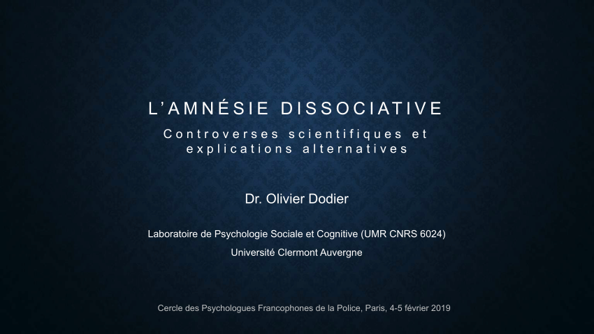 Pdf L Amnesie Dissociative Controverses Scientifiques Et Explications Alternatives