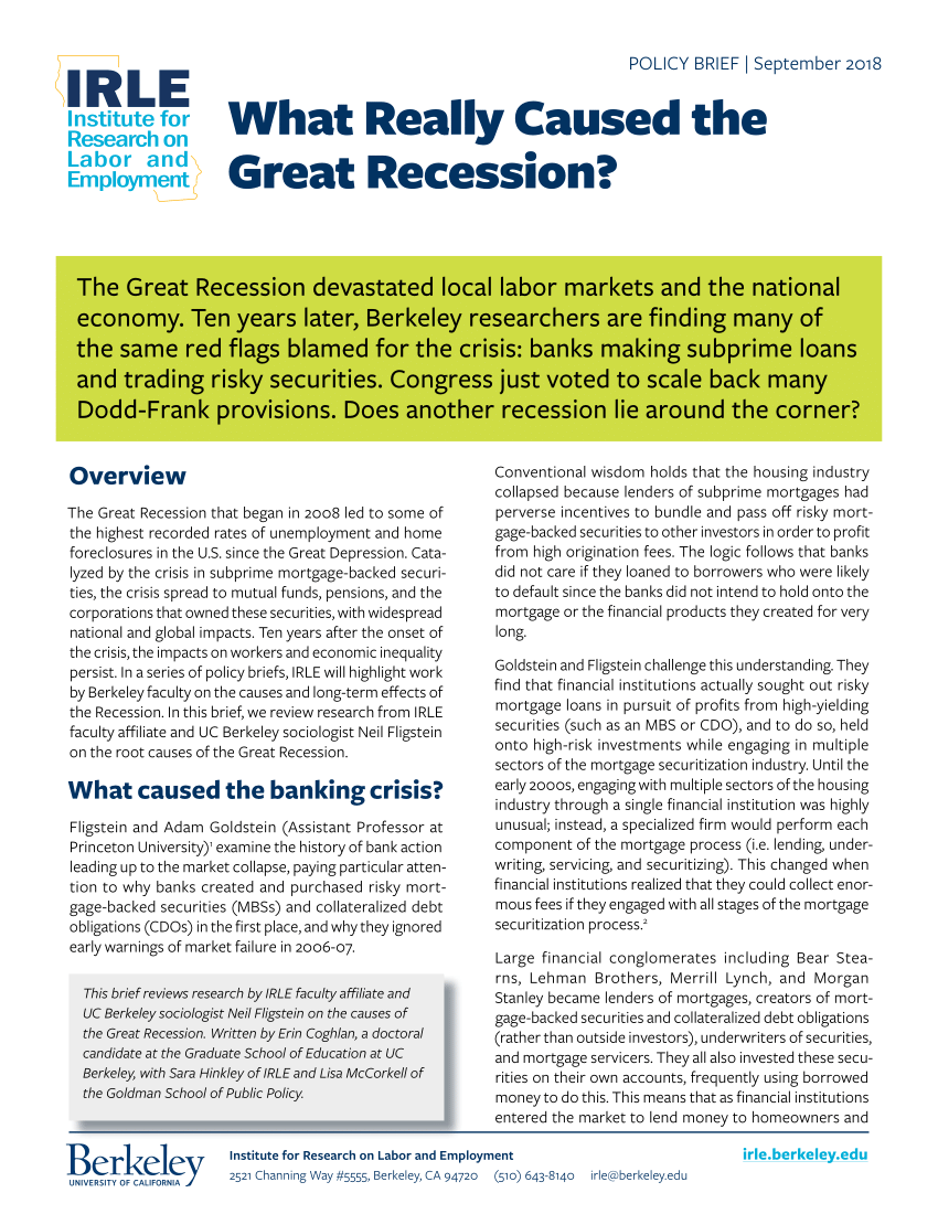 the great recession research paper