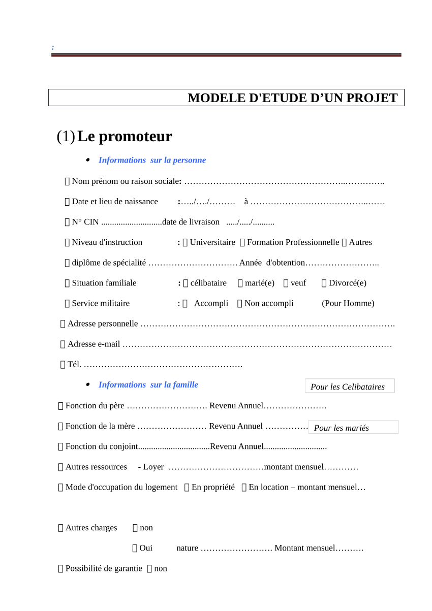 (PDF) MODELE D'ETUDE D UN PROJET DE FINANCEMENT