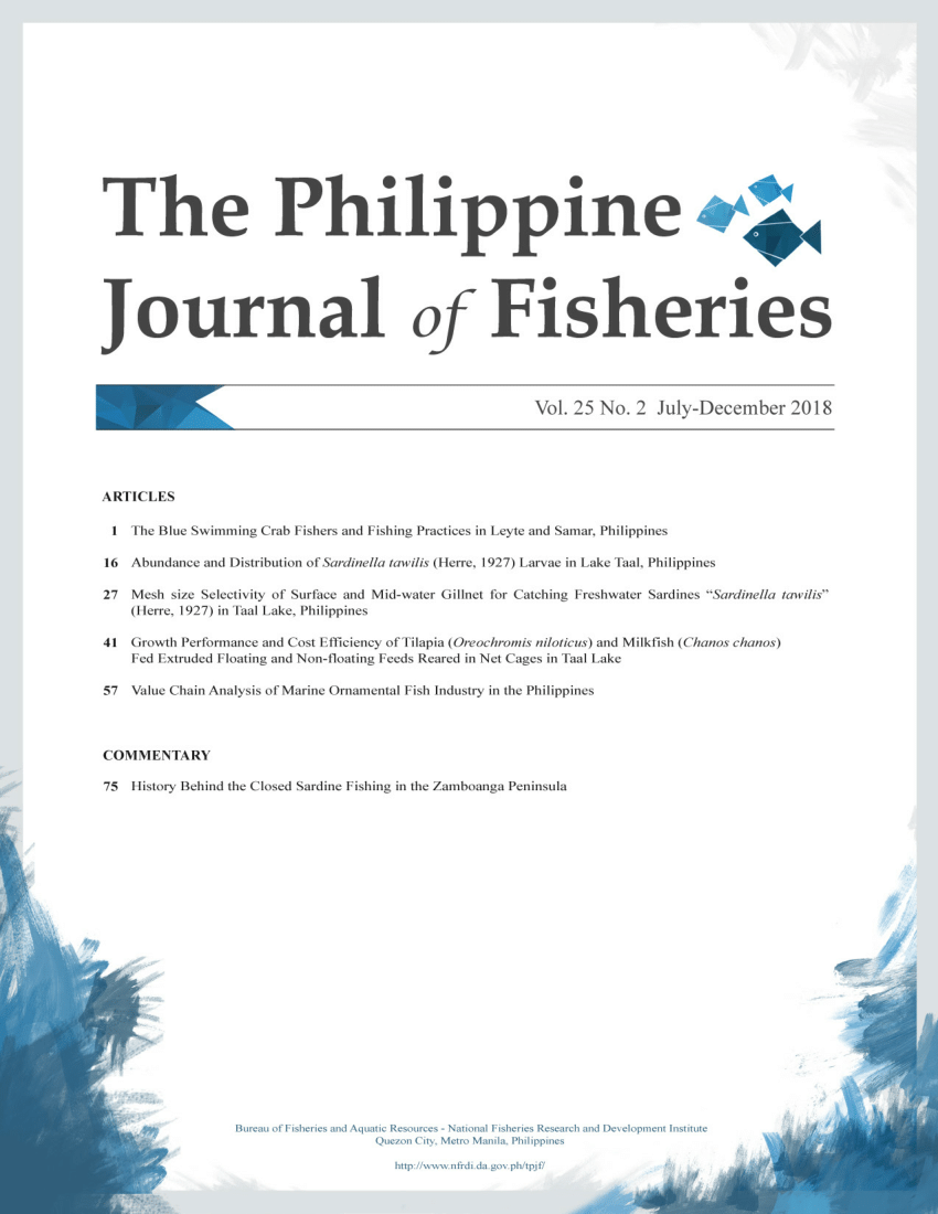 Canadian Journal Of Fisheries And Aquatic Sciences Submission Pdf Abundance And Distribution Of Sardinella Tawilis Herre 1927 Larvae In Lake Taal Philippines