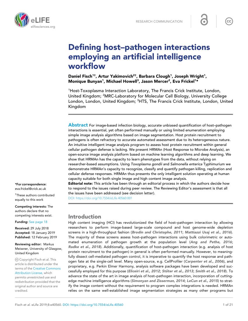 Pdf Defining Host Pathogen Interactions Employing An Artificial Intelligence Workflow