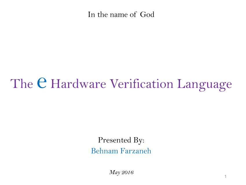 PDF) The e Hardware Verification Language