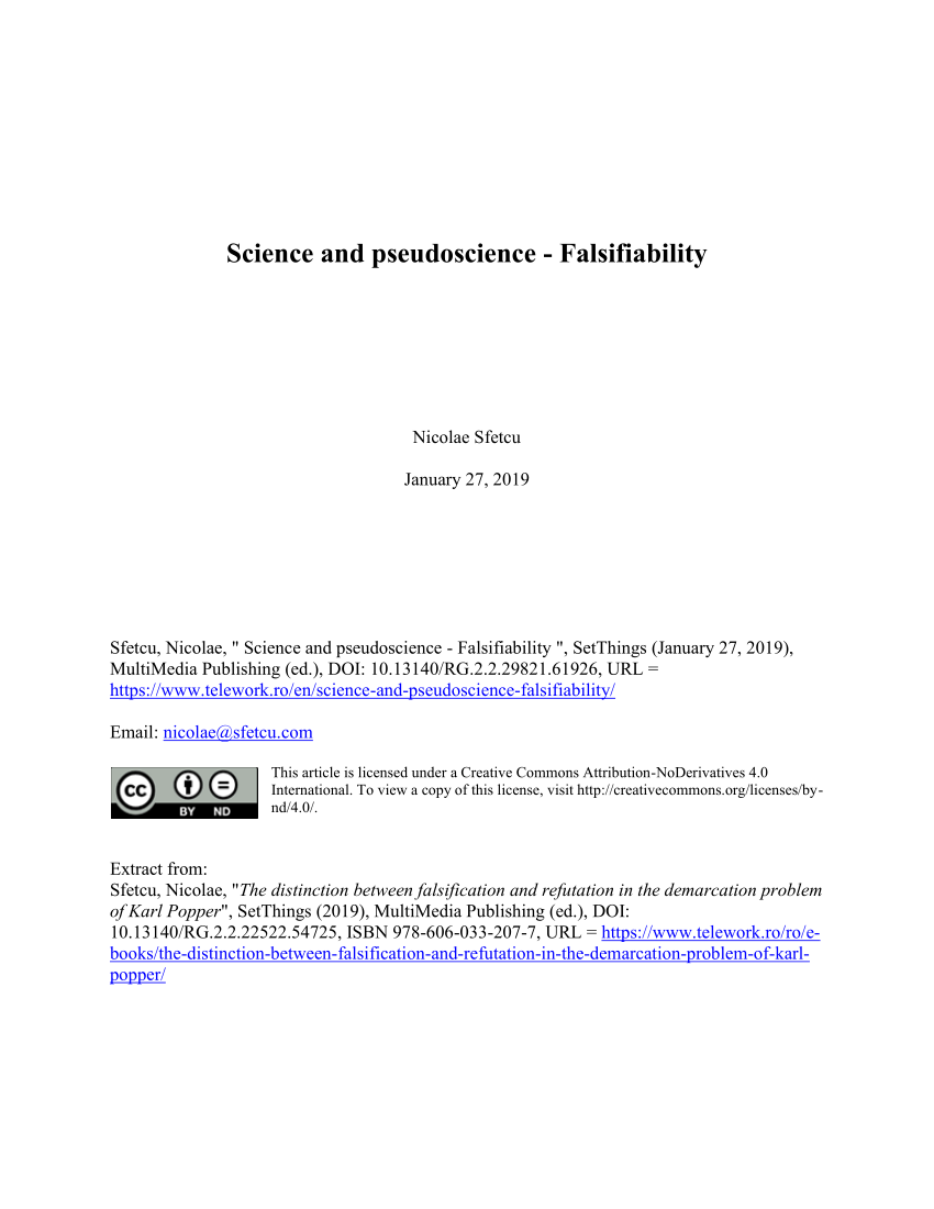 PDF) Science - Falsifiability