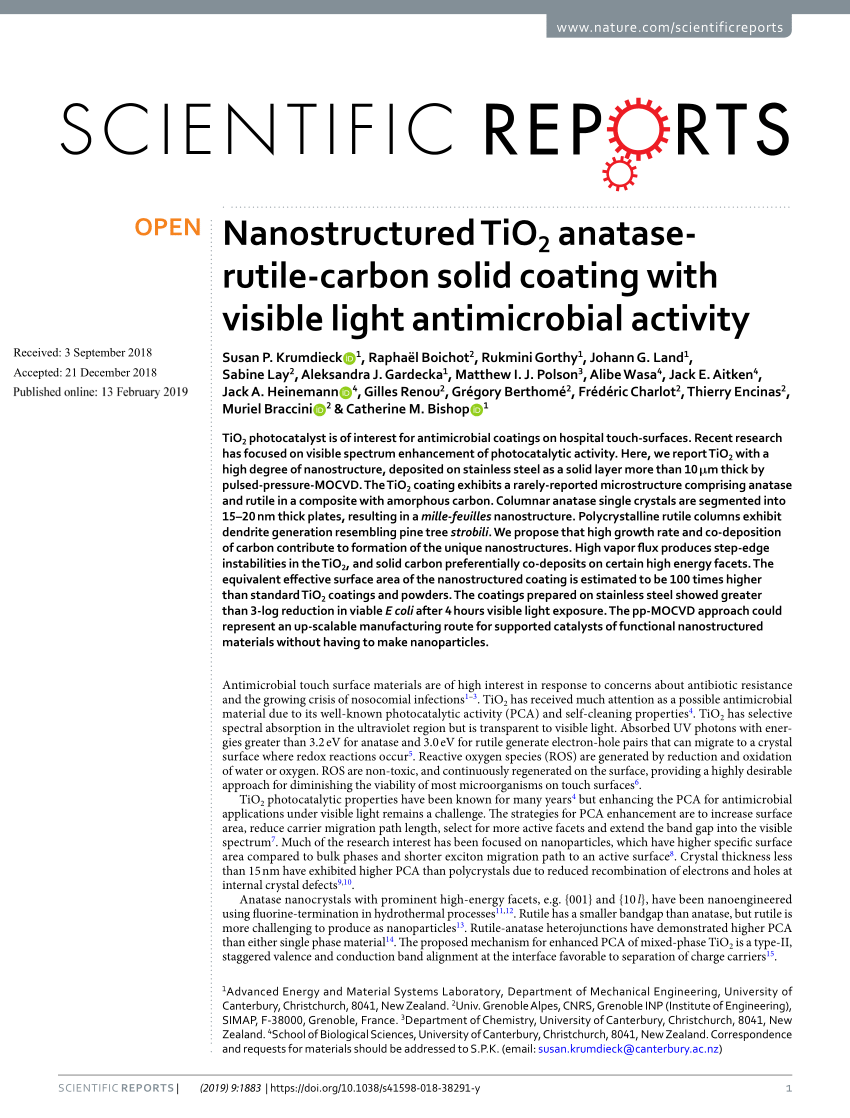 PDF) Nanostructured TiO 2 anatase-rutile-carbon solid coating with 