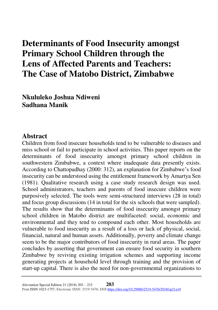 PDF) Determinants of Food Insecurity amongst Primary School ...