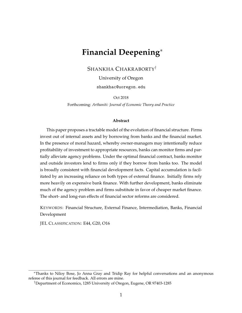 financial deepening thesis
