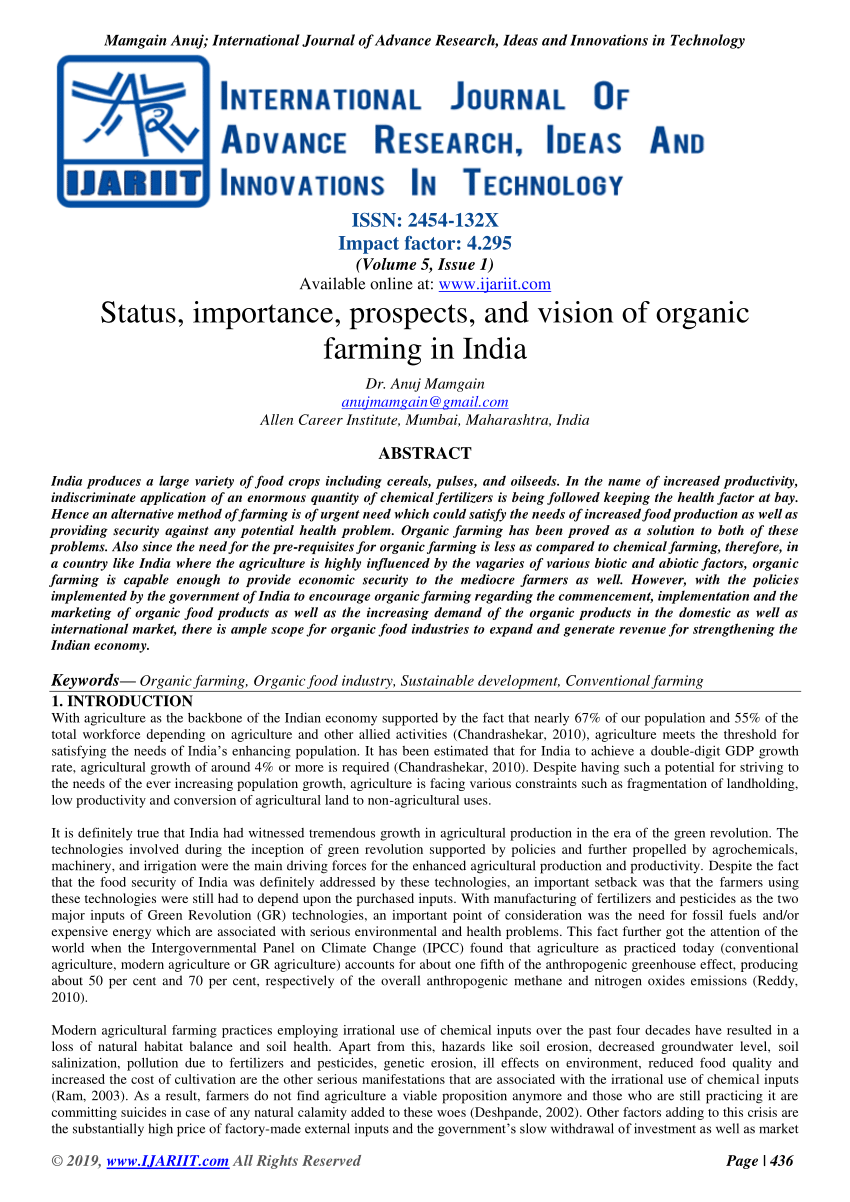 organic farming in india research paper