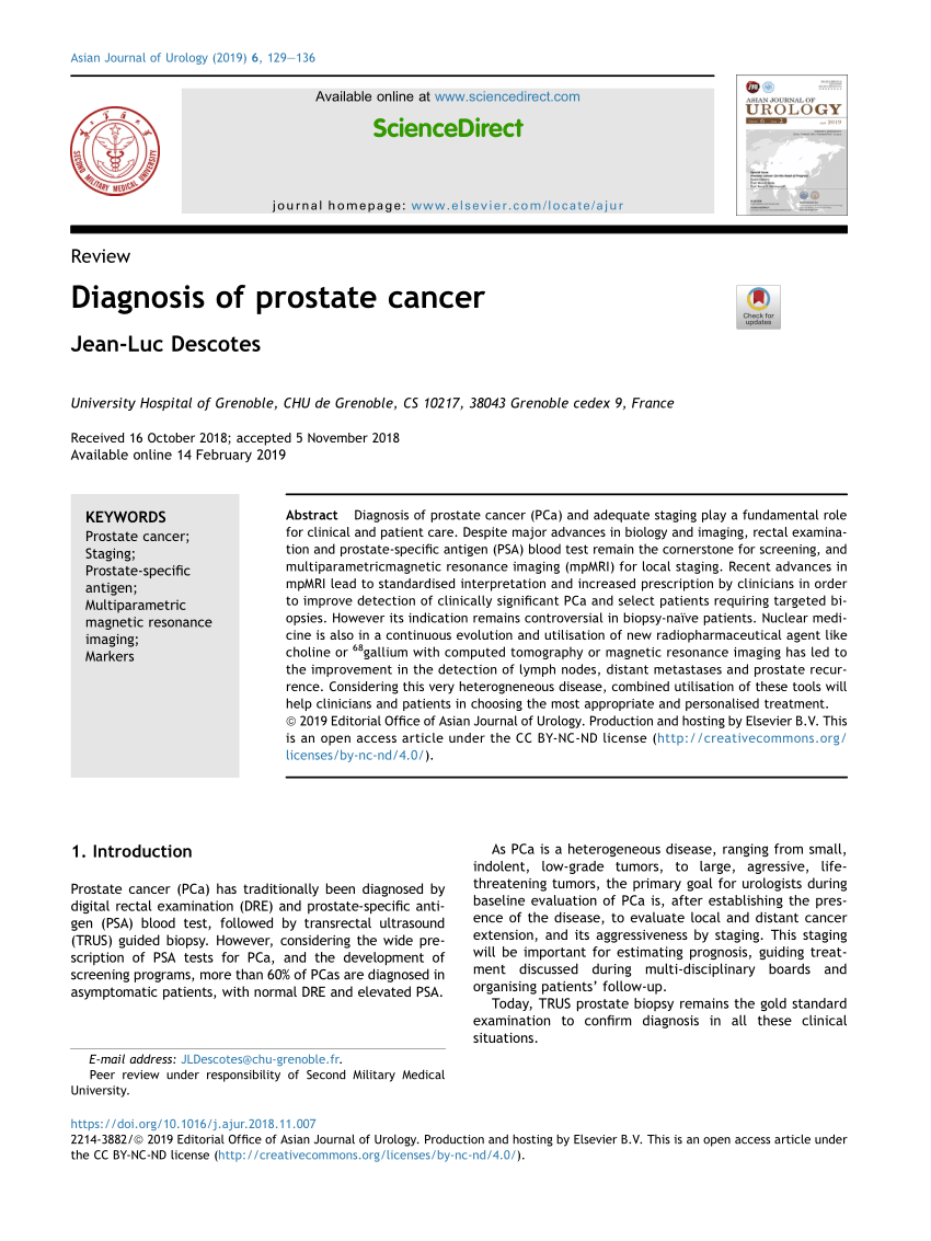 prostate cancer diagnosis journal)
