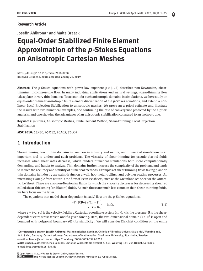 PDF) Equal-Order Stabilized Finite Element Approximation of the p 