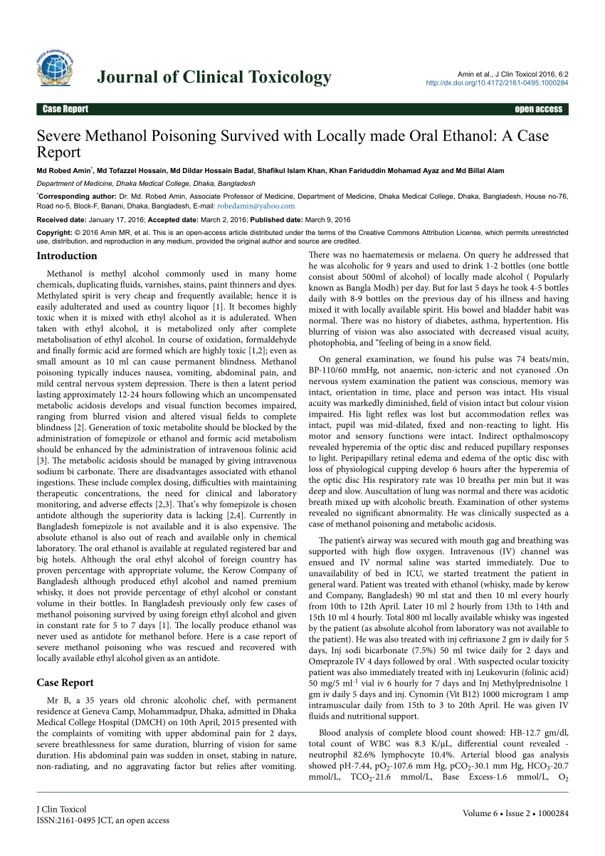 Methanol Lab Report