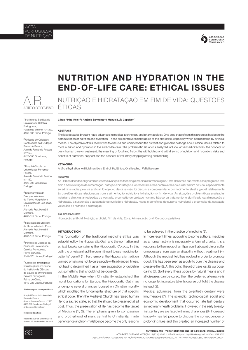 (PDF) Nutrition and hydration in the end-of-life care ...