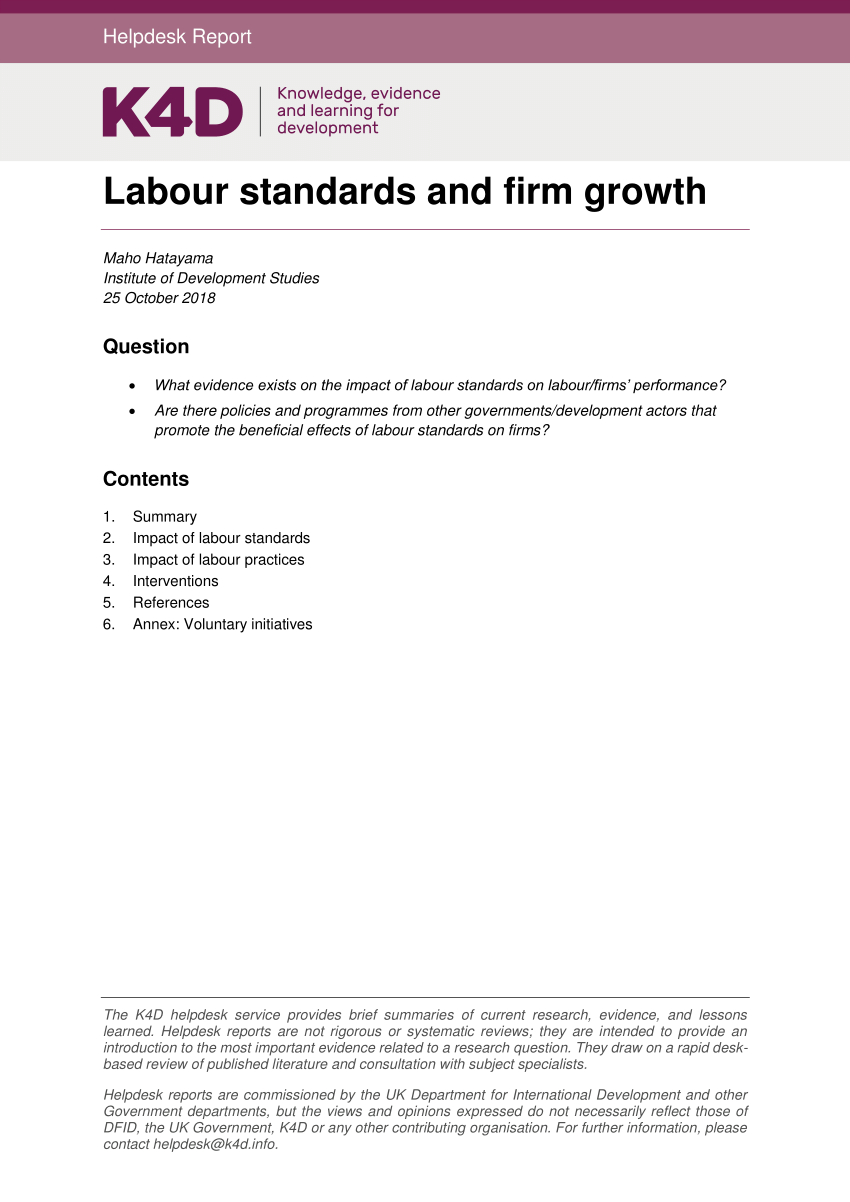 Pdf Labour Standards And Firm Growth